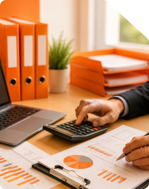 Illustration of a business owner completing online sole proprietorship registration on a laptop